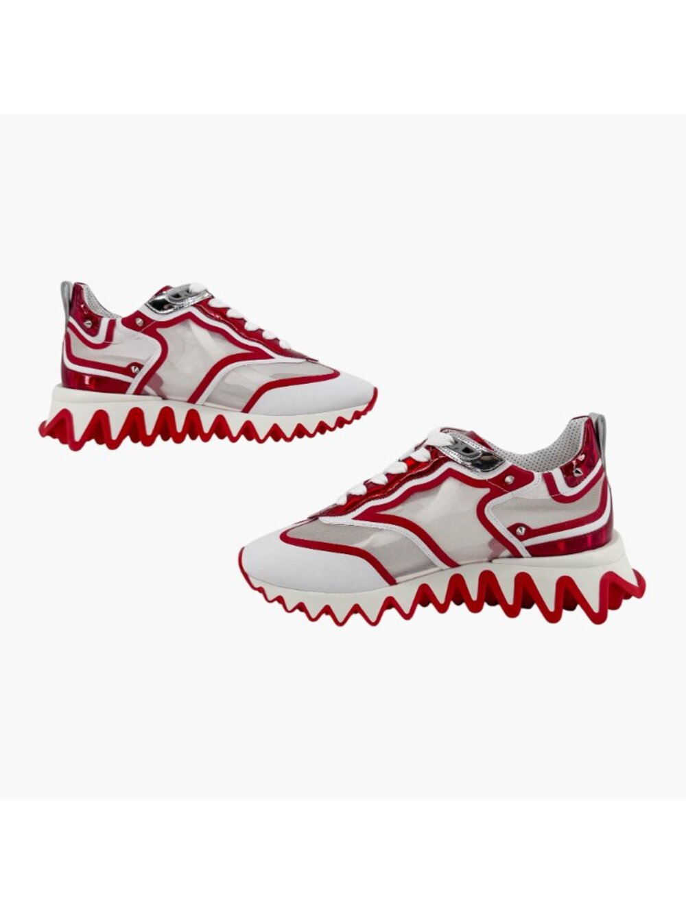 Christian Louboutin Sharkina White Mesh Red Sneakers Size 38.5 US 8.5 Women 6969 - Picture 11 of 15